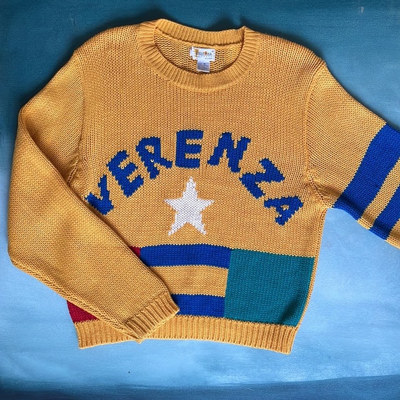 Vintage 90s Verenza Sports Knit Sweater Color Block - Picture 5 of 13